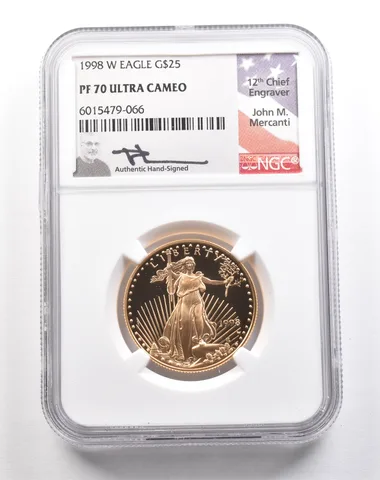 1998-W $25 American Gold Eagle Mercanti 1/2 Oz Gold PF70 UCAM NGC *5455