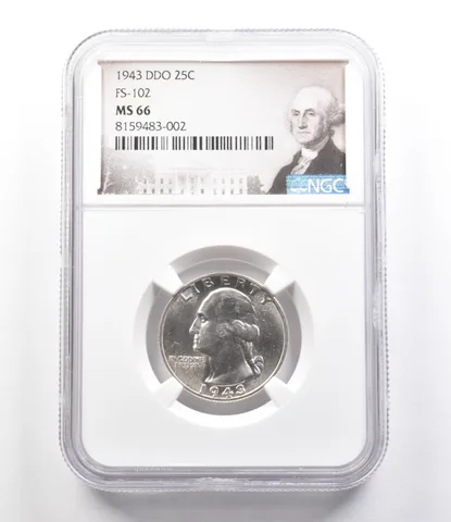 1943 DDO Washington Quarter FS-102 MS66 NGC *2595