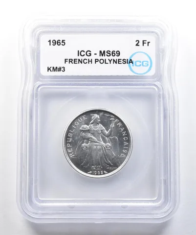 1965 French Polynesia 2 Francs KM#3 MS69 ICG *7816