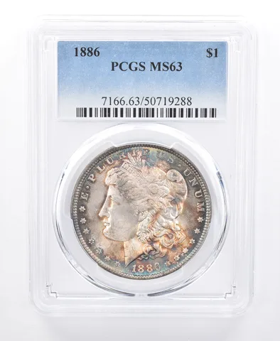 1886 Morgan Silver Dollar MS63 PCGS Beautiful Tone a8698