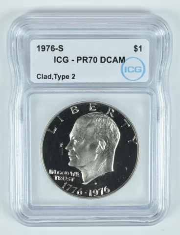 1976-S Eisenhower $1 CLAD Type 2 PR70 DCAM ICG