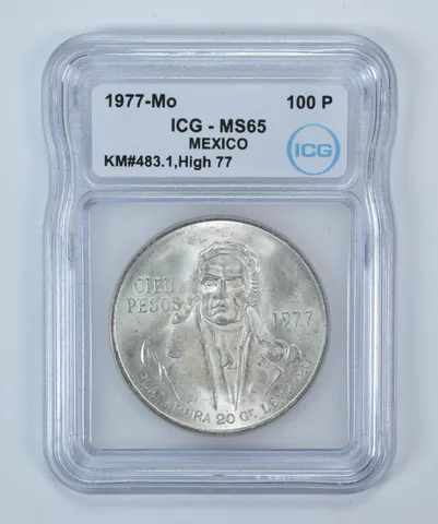 1977 Mo Mexico 100 Pesos KM#483.1 High 77 MS65 ICG