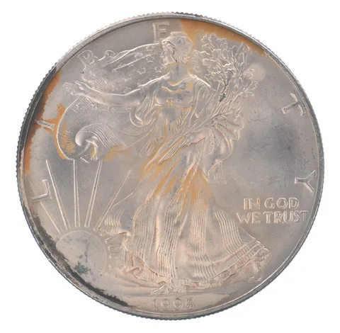 Beautiful Toned - 1995 American Silver Eagle 1 Troy Oz .999 Fine Silver *136