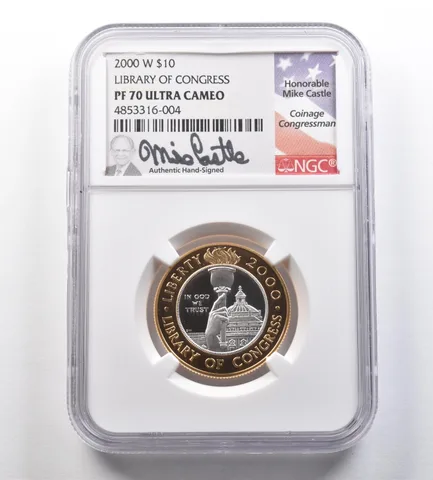 2000-W $10 Library of Congress Bimetallic Commemorative PF70 NGC Castle *2564