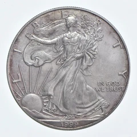 Beautiful Toned - 1999 American Silver Eagle 1 Troy Oz .999 Fine Silver *934