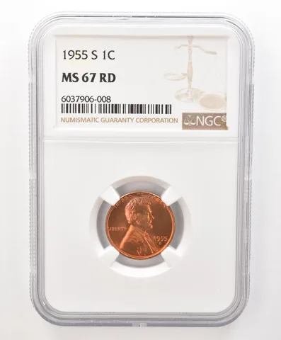 1955-S Lincoln Wheat Cent MS67 RD NGC PQ Color a6664
