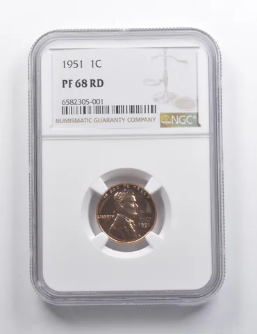 PF68 RD 1951 Lincoln Wheat Cent NGC a7444