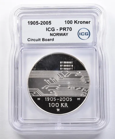 1905-2005 Norway 100 Kroner Circuit Board PR70 ICG *1606