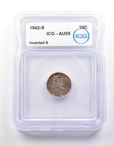 1942-S Mercury Dime Inverted S AU55 ICG *9862