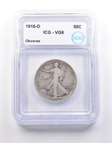1916-D Walking Liberty Half Dollar VG 8 Obverse ICG *5070