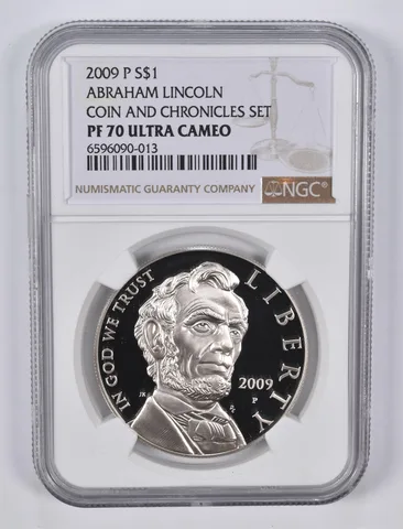 2009-P Abraham Lincoln Coin and Chronicles Set Silver Dollar PF70 NGC Brown Lbl