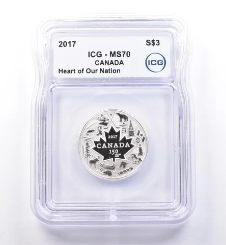 2017 Canada 3 Dollars Silver Heart Of Our Nation MS70 ICG *8647