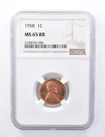 MS65 RB 1958 Lincoln Wheat Cent - Graded NGC Multi Color Toned *4398