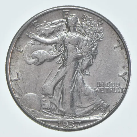 AU 1937-D Walking Liberty Half Dollar Almost Unc 90% Silver (1pc)