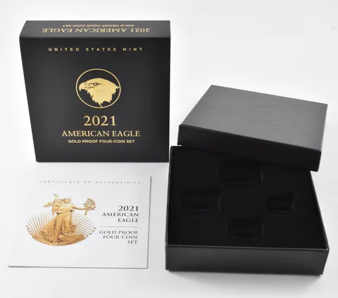 OGP 2021 Gold Eagle Proof Set Type 2 (Head) 4-Coin BOX & COA - NO COINS