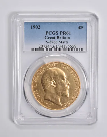 PR61 1902 Great Britain 5 Gold Pounds S-3966 Matte PCGS *6457