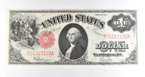 1917 $1 US Legal Tender Large Note Red Seal a0445