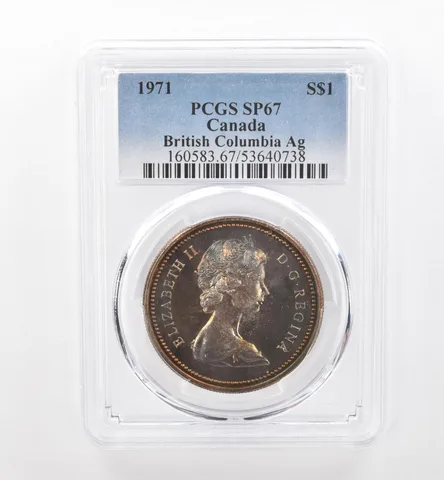 1971 Canada 1 Dollar Silver British Columbia SP67 PCGS Beautiful Tone *1915