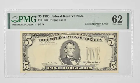$5 1985 FRN - PMG - 62 UNC Fr# 1978 - Missing Print Error *0908