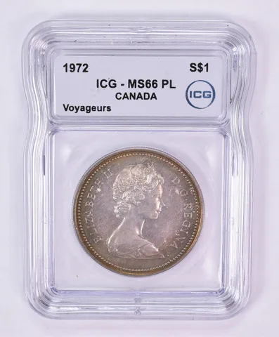 1972 Canada 1 Dollar Silver Voyageurs MS66 PL ICG Beautiful Tone *1180