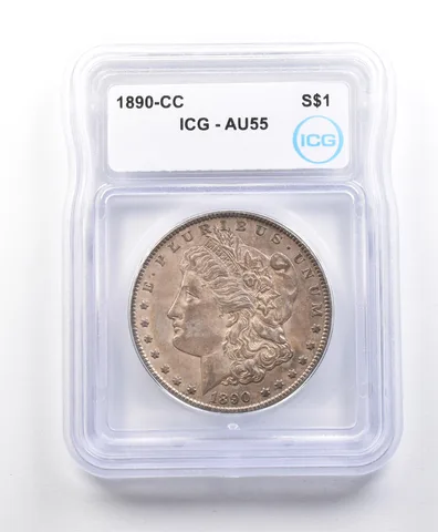 1890-CC Morgan Silver Dollar AU55 ICG *3264