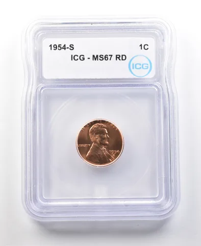 1954-S Lincoln Wheat Cent MS67 RD ICG a1073