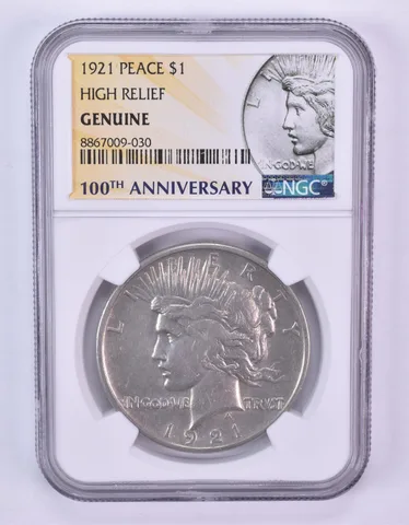 1921 Peace Silver Dollar High Relief Genuine NGC *1089
