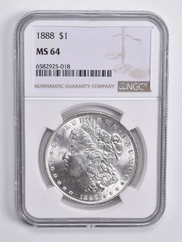 1888 Morgan Silver Dollar MS64 NGC Brown Lbl