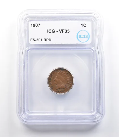 1907 Indian Head Cent Mint Error FS-301 RPD VF35 ICG *2304