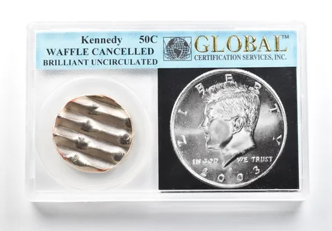 Kennedy Half Dollar Waffle Cancelled BU *6873