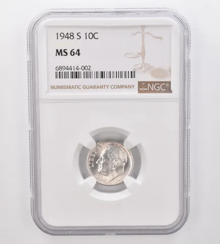 1948-S Roosevelt Dime MS64 NGC Beautiful Tone *9874