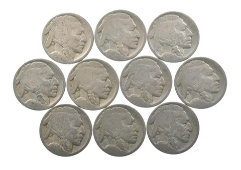 Lot 10 5c RAISED GROUND 1913 Buffalo Nickels First Year Issue! May be P/D/S *620