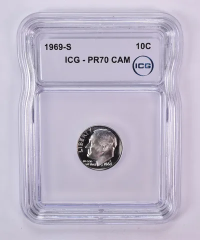 1969-S Roosevelt Dime PR70 CAM ICG