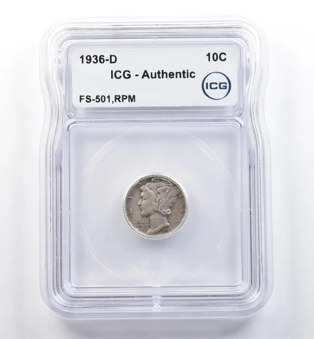 1936-D Mercury Dime FS-501 RPM Authentic ICG *5991