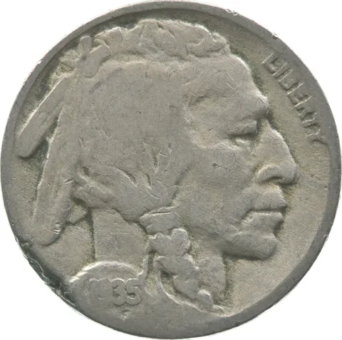 1935 Indian Head Buffalo Nickel Lamination Error *5078
