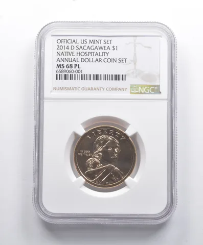 MS68 PL 2014-D Sacagawea Dollar Native Hospitality Annual Coin Set NGC *8796