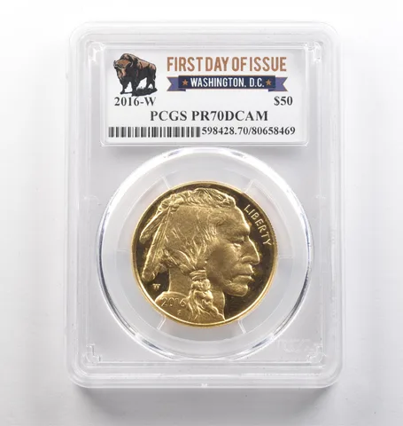 2016-W $50 American Gold Buffalo Washington DC FDOI 1 Oz PR70 DCAM PCGS a4031