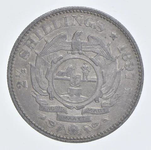 SILVER - WORLD Coin - 1897 South Africa 2 1/2 Shillings - World Silver Coin *887