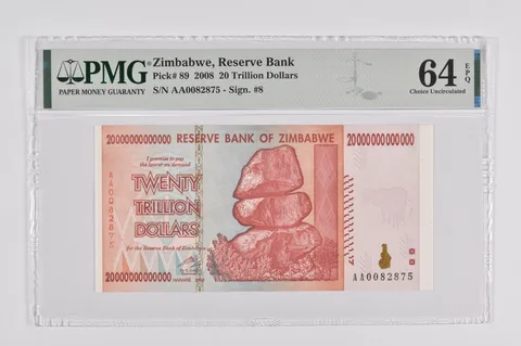 2008 Zimbabwe 20 Trillion Reserve Note Pick #89 PMG 64 EPQ PMG Graded