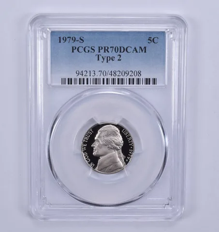 1979-S Jefferson Nickel Type 2 PR70 DCAM PCGS Blue Label