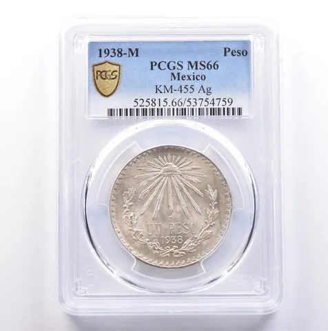 1938 M Mexico Peso Silver KM-455 MS66 PCGS *9048