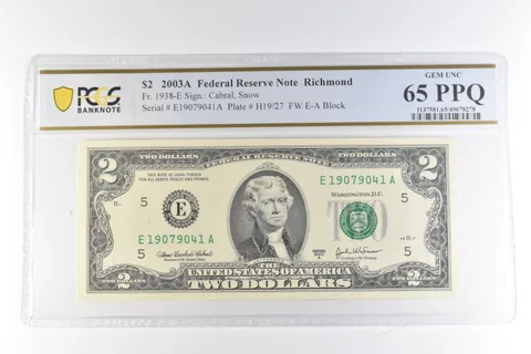 2003 A $2 Richmond VA FRN Fr#1938-E Gem Unc 65 PPQ PCGS *0677