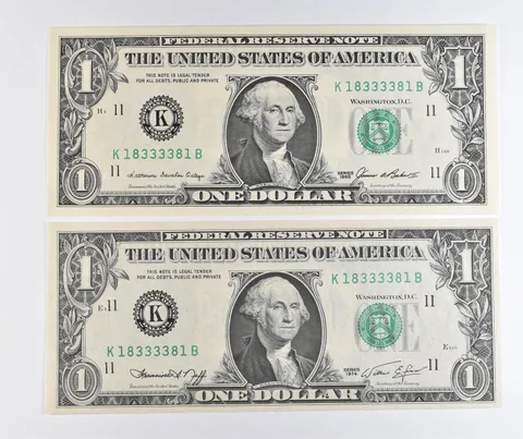 Lot (2) Matching Radar Numbers 1974/1985 $1 Dallas TX FRN *1705