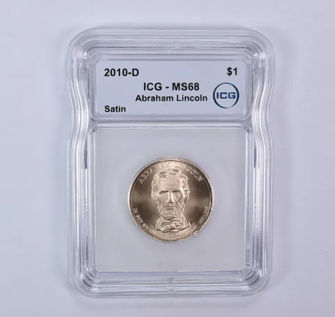 2010-D Presidential $1 Abraham Lincoln SMS Satin MS68 ICG
