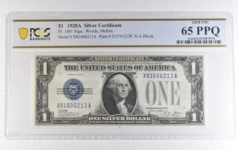 1928 A $1 Silver Certificate Fr#1601 Gem Unc 65 PPQ PCGS *3901