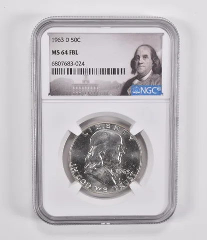 1963-D Franklin Half Dollar MS64 FBL NGC Special Label