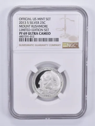 2013-S Quarter Silver Mount Rushmore Limited Edition Set PF69 UCAM NGC