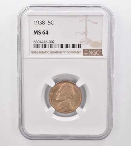 1938 Jefferson Nickel MS64 NGC Beautiful Tone *9906