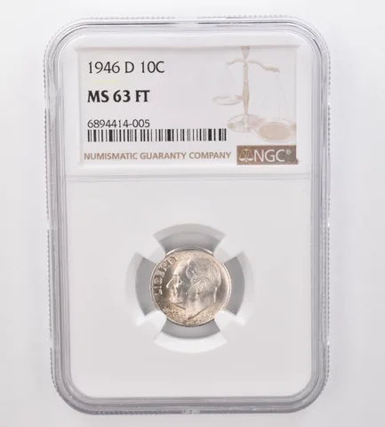 1946-D Roosevelt Dime MS63 FT NGC Beautiful Tone *9878