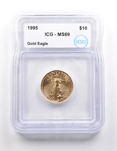 1995 $10 American Gold Eagle 1/4 Oz 0.25 Oz Gold MS69 ICG *5392